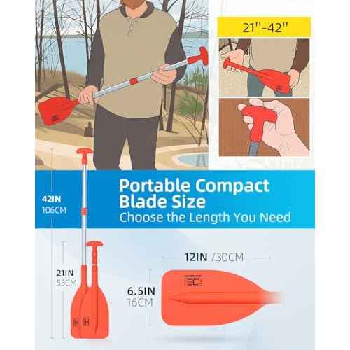 OCEANBROAD Telescoping Emergency Paddle 21''-42''£¨Assembling Required£©/26''-54'' Aluminium Shaft for Kayaking Boating Canoeing River Tubing