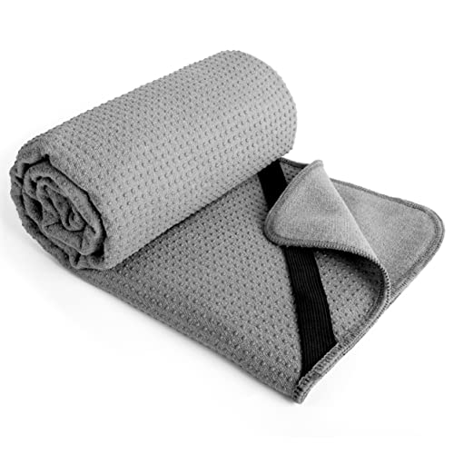 Polyte Microfiber Yoga Towel - Non Slip, 24x72 in, Gray