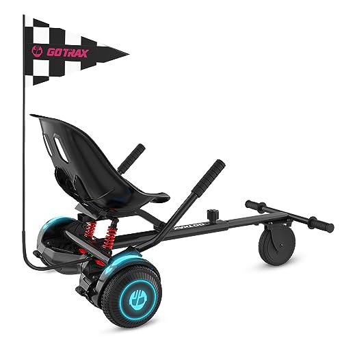 Gotrax Hoverboard Kart Seat Attachment Accessory for 6.5" 8" 8.5" 10" Self Balancing Scooter, Adjustable Frame Length and Handlebar Control Buggy Attachment, Hover Board Go Kart Accessory Kids Adults