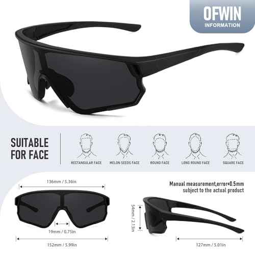 Polarized Sports Sunglasses for Men Women UV Protection Cycling Bike Running Wrap Around Sun Glasses