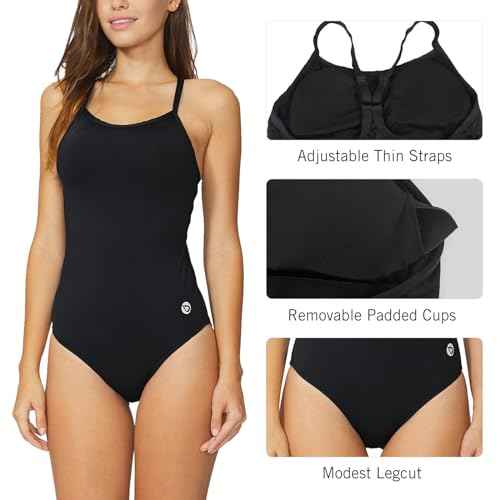 baleaf Women's Athletic Training Adjustable Strap One Piece Swimsuit