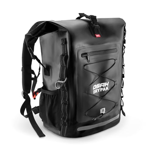 OSAH DRYPAK Waterproof Backpack Dry Bag 35L Black Heavy Duty Roll-Top Hiking