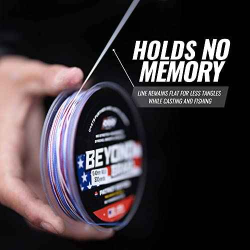Beyond Braid Braided Fishing Line -Super Strong - Abrasion Resistant - No Stretch -Blue Camo, Moss Camo, White, Green, Pink, Blue, 4 Strand 8 Strand