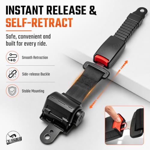 Golf Cart Seat Belts Kit 40 Inch Retractable Universal Belts - 4 Sets Black
