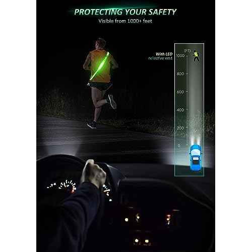 LED Reflective Belt Sash Walking Gear,Safety Lights for Walkers at Night,High Visibility Safety Rechargeable Reflective Running Gear for Men Women Kids Night Dog Walking Gear