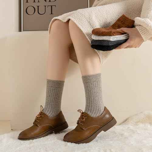 Wool Socks for Women - Winter Womens Socks 5 Pairs Soft Thermal Sock Fuzzy Warm Sock for Women Men