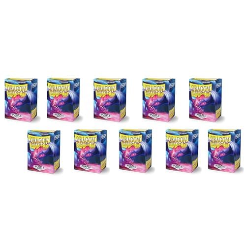 10 Packs Dragon Shield Matte Purple Standard Size 100 ct Card Sleeves Display Case