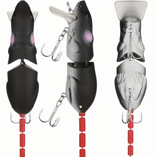 Topwater Mouse Fishing Lures 3-Pack for Freshwater & Saltwater Bass Trout Pike