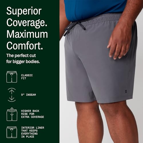 Big & Tall Athletic Shorts for Men 3X-Large 2-Pack Black Grey 9 Inch Gym Shorts