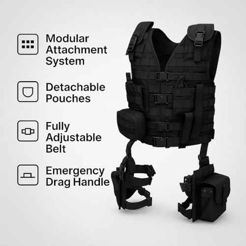 Barska Loaded Gear VX100 Tactical Airsoft Paintball Hunting Adjustable Vest Leg Platforms with Accessory Pouches & Attachment