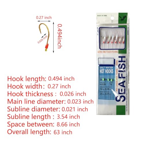 36-Piece Luminous Sabiki Fishing Rigs with Sharp Hooks for Saltwater & Freshwater