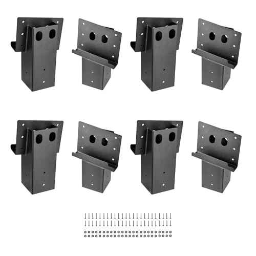 VEVOR Deer Blind Brackets, Outdoor 3.6x3.6 Platform Bracket, Fit 3.5x3.5 In / 88.9x88.9 mm Lumber, 2204lbs/1000kg Capacity Steel Elevator Brackets for Deer Stand, Hunting Blinds, Shooting Shack, 8 Pcs
