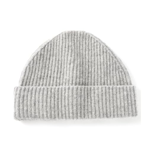 Villand 100% Cashmere Ribbed Cuffed Hat for Men, Ultra-Soft Men's Pure Cashmere Winter Ski Beanie