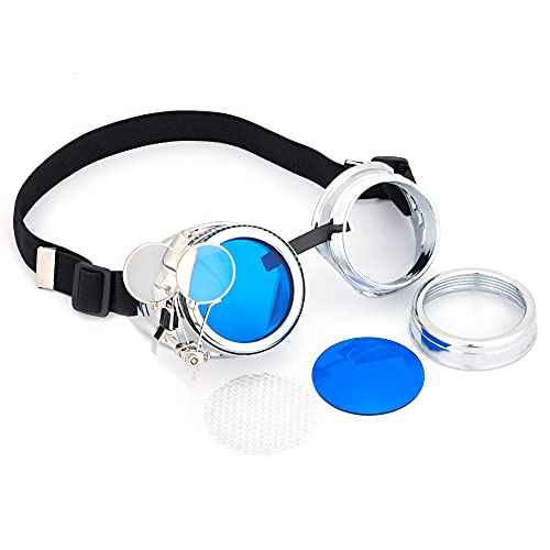 Lelinta Vintage Steampunk Goggles Glasses Spikes Halloween Costume Accessories for Men Women Cosplay Party