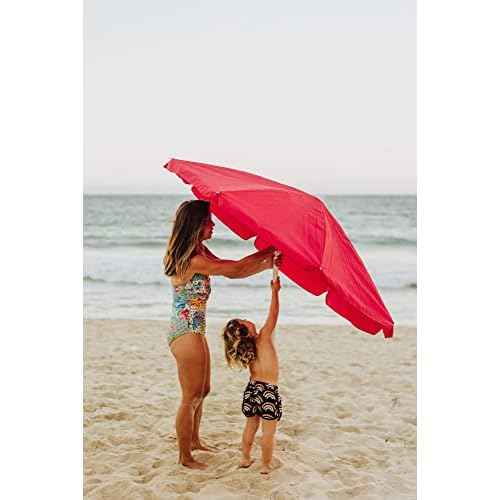 PICNIC TIME NCAA Ohio State Buckeyes Outdoor Canopy Sunshade Beach Umbrella 5.5' - Small Patio Umbrella - Beach Chair Umbrella