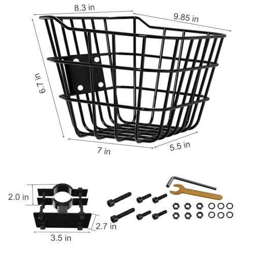 Small Front Basket for Teen Scooters & Electric Scooters - Rust-Resistant with Fixed Holder - 2.5gal Capacity Fits Knee Scooters