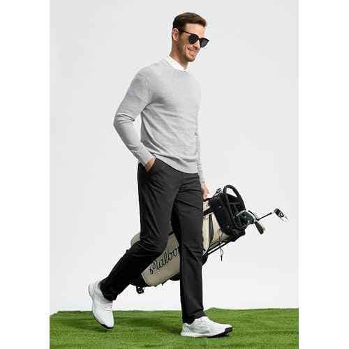 Pudolla Men's Golf Pants Stretch Work Dress Comfy Pants 30"/32"/34" Lightweight Quick Dry Casual Slacks Trousers with Pockets