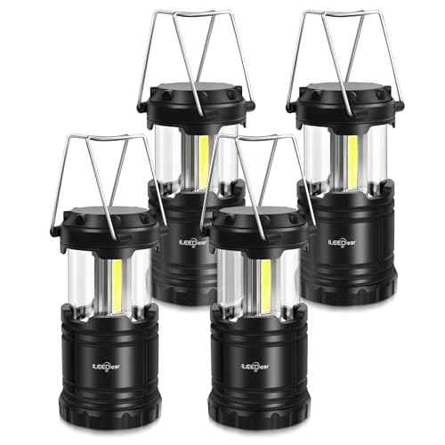 LED Camping Lantern, Battery Operated Lights, Adjustable Brightness for Camping, Power Outages, Emergencies, Outdoor Collapsible Lanterns, 4 Pack