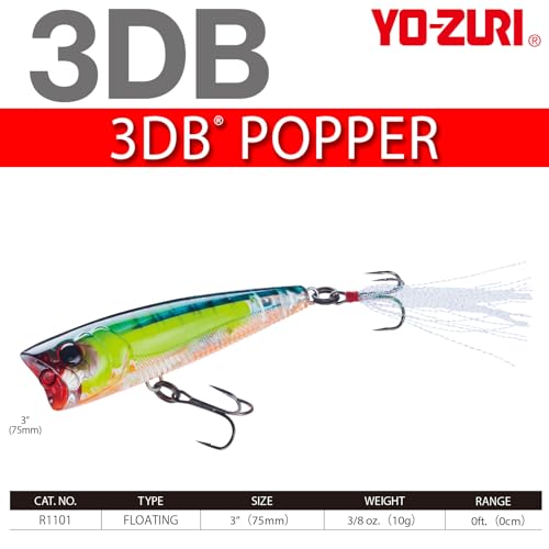 Yo-Zuri 3DB Popper Floating Lure 3 Inch Prism Crown Variation