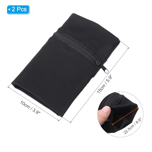Wrist Wallet Pouch for Sports and Outdoor Activities - 2 Pack, Black