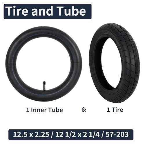 12 1/2 x 2 1/4 Bike Tires and Inner Tubes, 12.5x2.25 BMX Tire Sets (57-203) Compatible with Jetson Kids Bike Caster Trike Bob Stroller and Other 12 Inch Bicycle Tires and Tubes