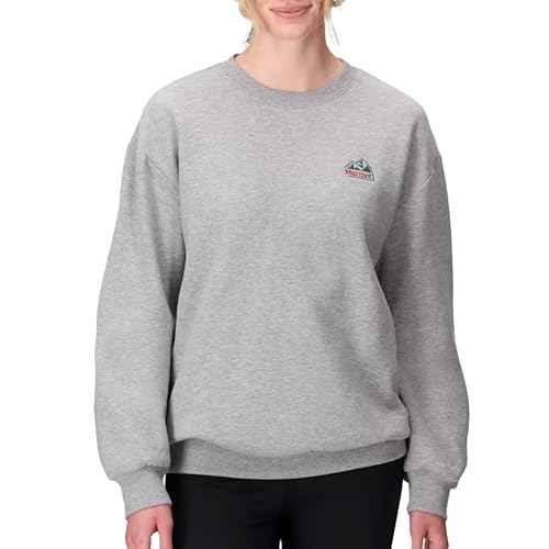 MARMOT Unisex Peaks Crew Sweatshirt, Grey Heather, X-Large