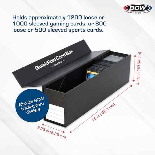 BCW QuickFold Card Boxes for Sleeved Cards - 12 Pack | Not for Toploaders | Magnetic Closure Card Storage Box | Holds 500 to 1200 Cards Each | Fits Trading Card Dividers | Easy to Assemble
