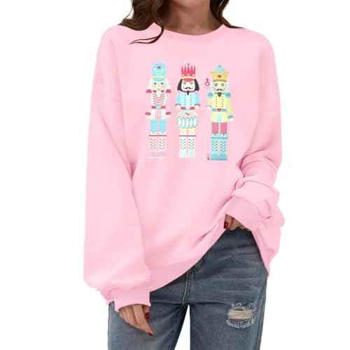 Women's Christmas Nutcracker Sweatshirt Crewneck Long Sleeve Shirt Xmas Holiday Pullover Tops