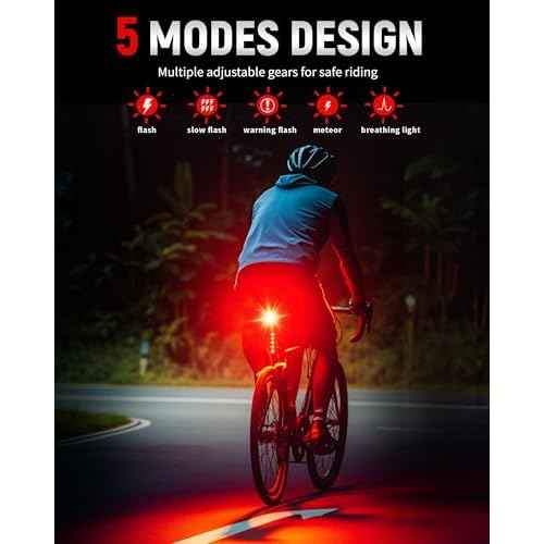 DARKBEAM Bike Tail Light Smart - with Brake/Light Sensor, USB-C Rechargeable, IP64 Waterproof, 5 Light Modes Bicycle Taillight for Night Riding, Super Bright Rear Bike Light for Road Mountain, Cycling