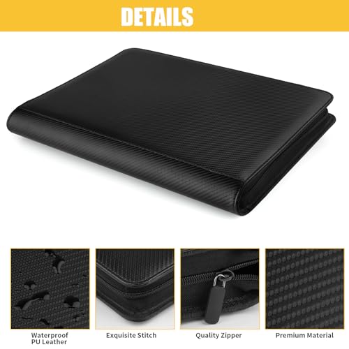 Carbon Black 288-Pocket Ringless Toploader Card Binder for Trading Cards - GERMUN
