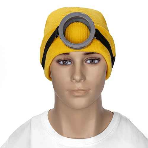 3 Pcs Costume Accessories Includes Vintage Steampunk Goggles Glasses Yellow Beanie Knit hats Black Gloves (yellow3)