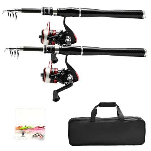Telescopic Carbon Fiber Fishing Rod and Reel Combo Set - 1.8M/5.9FT Black
