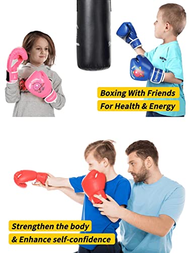 Kids Boxing Gloves 4oz Pink for Youth & Toddler Training - Fluorescent