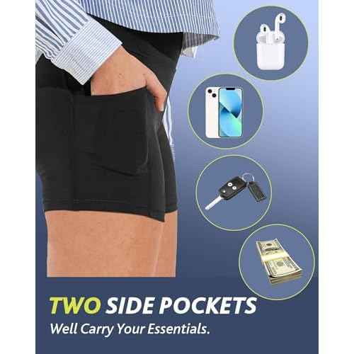 CAMPSNAIL Biker Shorts Women with Pockets - 3"/5"/8" High Waisted Workout Spandex Tummy Control Gym Running Yoga Shorts