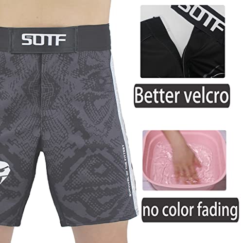 Men's MMA Boxing Shorts - Dark Gray, Medium, Fight & BJJ No Gi Shorts