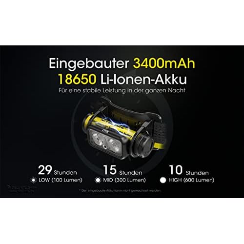 Nitecore Headlamp NU43 Lightweight USB C Rechargeable LED Head Torch 1400 Lumens 130m Beam Range Red Light for Night Vision