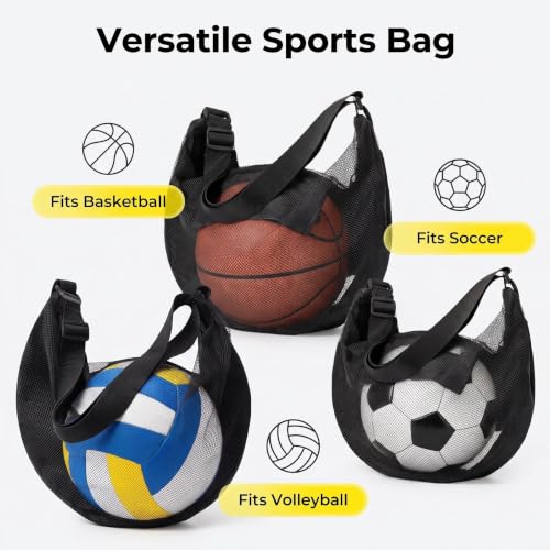 Mesh Sling Ball Bag for Soccer, Basketball & Volleyball - Portable Sports Gear