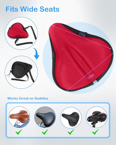 Red Gel Bicycle Seat Cover Cushion for Women and Men