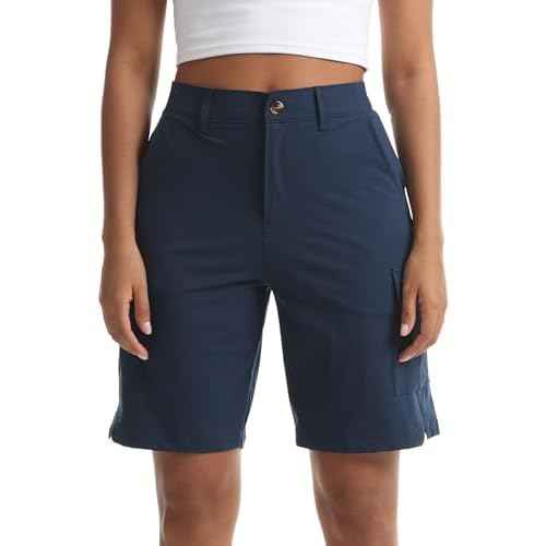 Women's Lightweight Hiking Cargo Shorts for Running Athletic Camping Travel Golf - Water Resistant with 5 Pockets