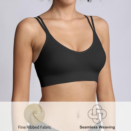 Unpadded Seamless Support Sports Bras for Women - Black, Charcoal, White, X-Large