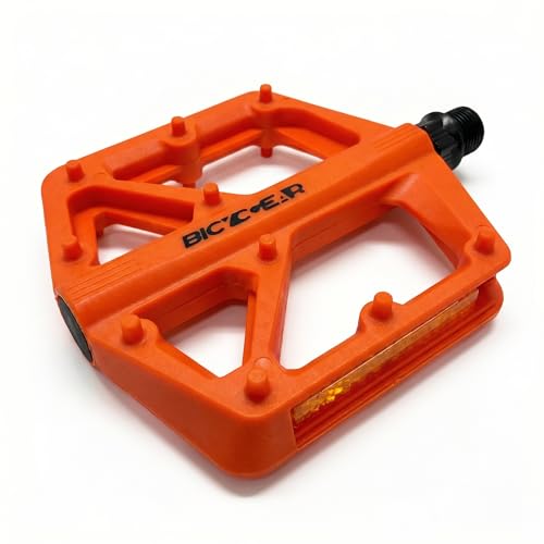 Bike Pedals Flat Bright Orange - 4.1 Inch Wide Lightweight Bicycle Platform