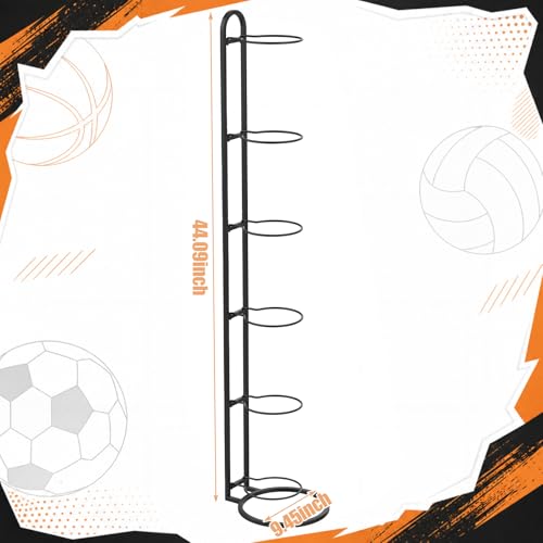6-Tier Ball Storage Rack Cube Organizer for Basketball Football Volleyball - 9.25" W x 56.3" H