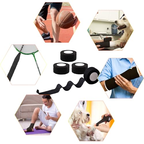 Self Adhesive Bandage Wrap 1 Inch x 5 Yards Black - 168 Rolls for First Aid & Support (Variation: Black / 1 Inch)