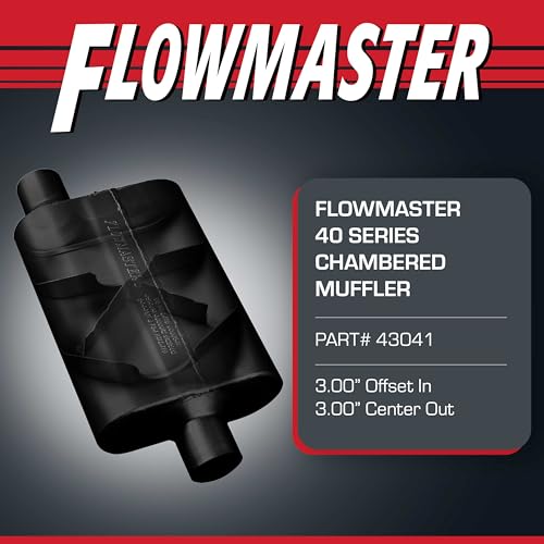 Flowmaster 40 Series Original Chambered Muffler ? 3.00" Offset In / 3.00" Center Out ? Aggressive Sound ? 16-Gauge Aluminized Steel ? For Muscle Cars, Street Rods, Trucks, SUVs & Strip Builds (43041)
