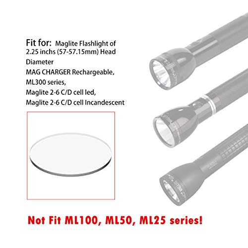 Weltool Lens Fit for Maglite C & D Cell Flashlights - 3 Tempered Glass Lenses Upgrade