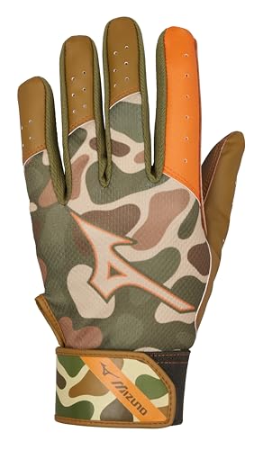 Mizuno MVP Adult Batting Gloves Duck Camo Large - Breathable FlexMesh & Sheepskin Palm
