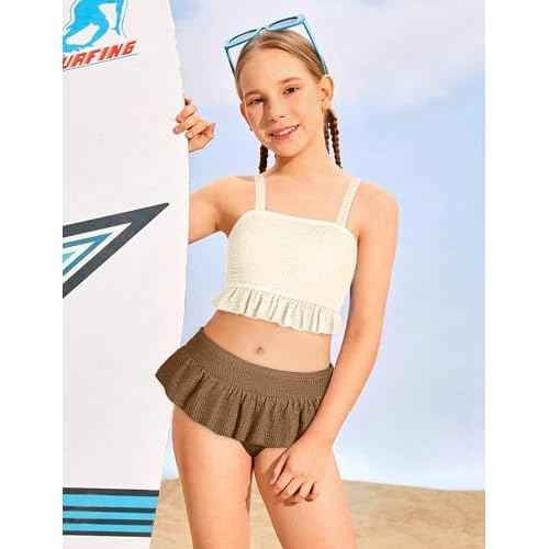 Migu Girls Swimsuits with Ruffled Hem Cute Bikini 2 Piece Bathing Suits for Girls Swimwear