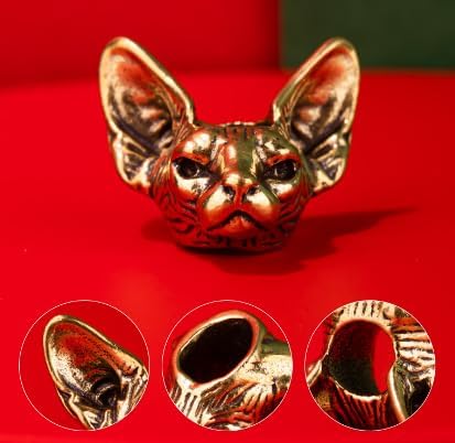 2pcs Sphinx Cat Brass Bead Paracord Lanyard Cord Beads Pendant Charms Pendant for Knife Lanyard Cord Bracelet Keychains EDC DIY Accessories