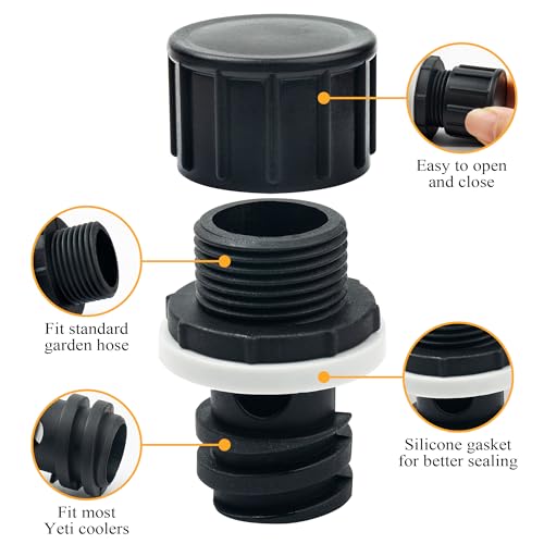 2 Pack Cooler Drain Plug Hose Connection Replacement for Yeti Tundra & Roadie