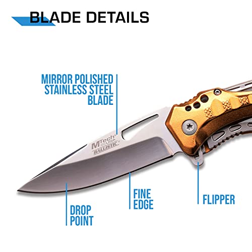 MTECH USA Folding Knife with Half-Serrated Blade and Gold Silver Variation